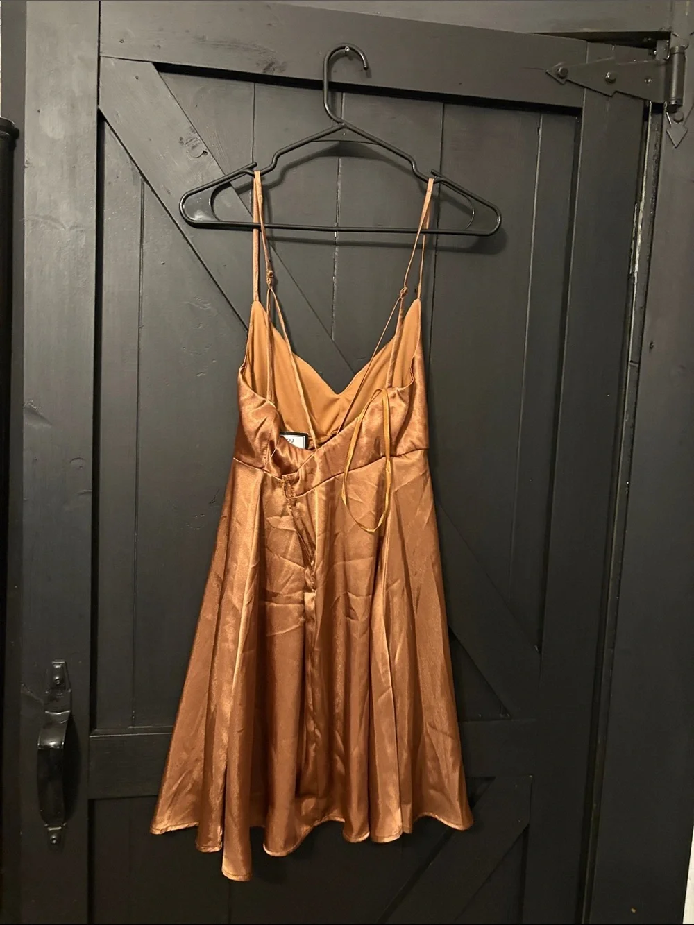 Slip Mini Dress in Copper Satin